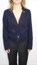 Marine Blue Blazer With Hook Closure