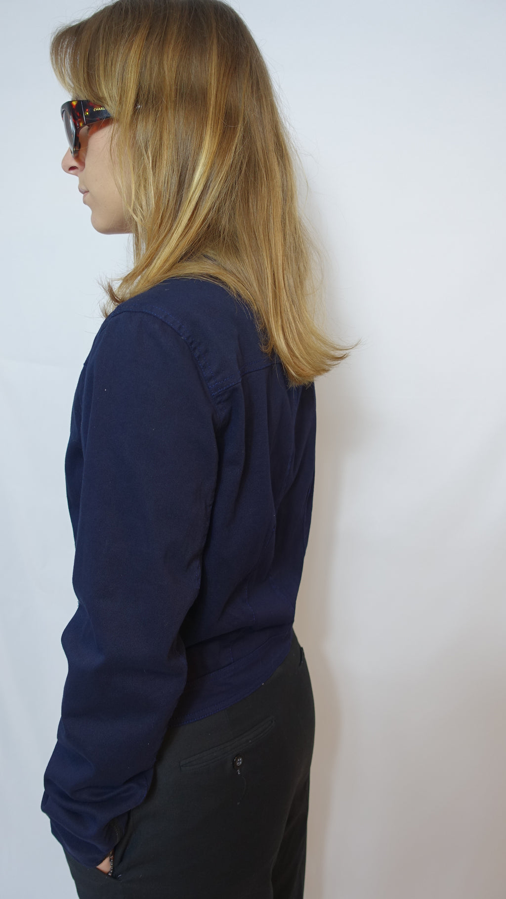 Marine Blue Blazer With Hook Closure
