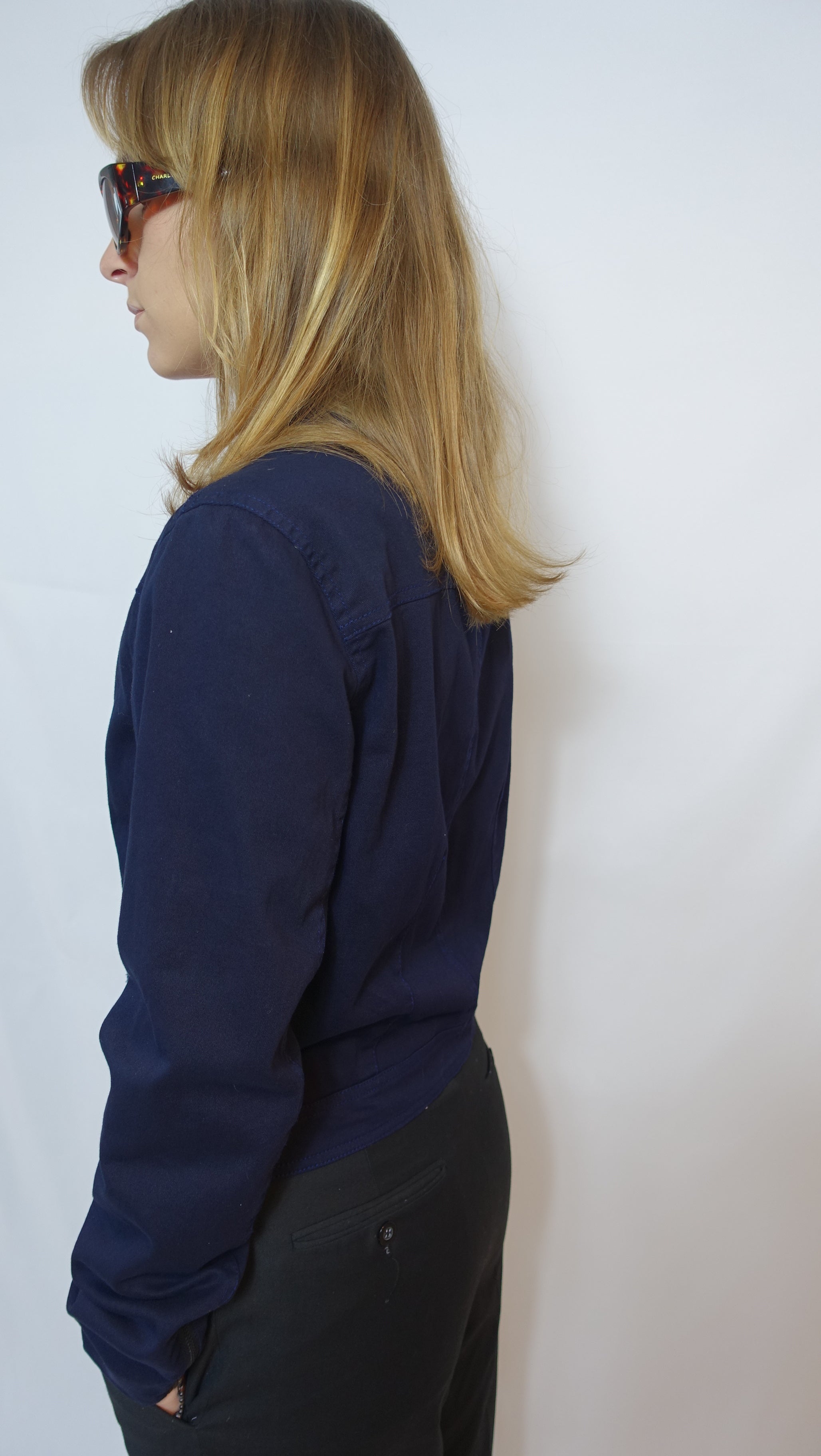 Marine Blue Blazer With Hook Closure