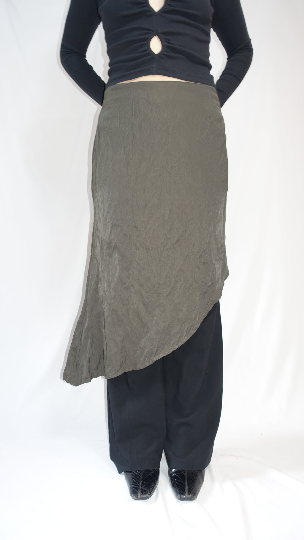 Brown Asymmetrical Midi Skirt
